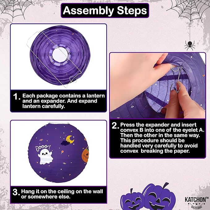 KatchOn, Hanging Halloween Decorations Set - Pack of 14 | Purple and Black Theme Party Supplies | Halloween Party Decorations for Wall | Happy halloween Banner, Sign for Spooky Decor