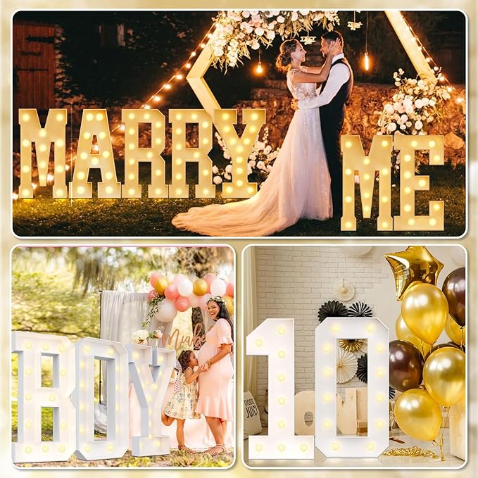 Ledido 4FT Marquee Light Up Letters W, Easy to Assemble Marquee Letters 4 Feet Tall for Indoor & Outdoor Events, Large Lighted Letter for Birthday Graduation Baby Shower Anniversary Party Decorations