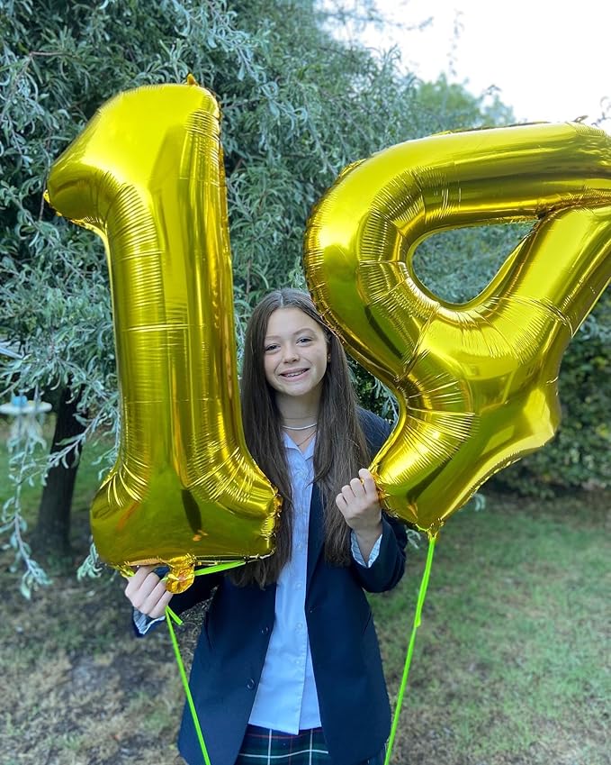 Gold Number 4 Balloon 40 Inch, 4 Balloon Number, 4th Birthday Decorations, Gold Party Supplies for Boys Girls