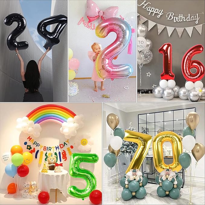 Smlpuame 40 inch Number Balloon 0-9 Red Large Number 2 Balloons,Digital Balloons for Birthday Party Celebration Decorations Supplies, Helium Foil Number Balloons for Wedding Anniversary