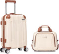 Rockland London Hardside 2 Piece Spinner Wheel Luggage Set, Carry-On 20" and Tote 14", White