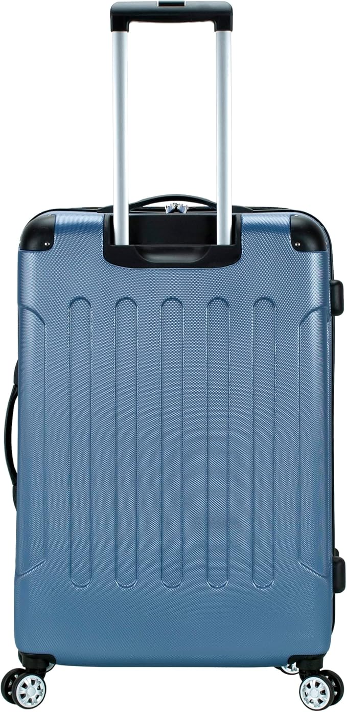 Rockland London Hardside Expandable Spinner Wheel Luggage, Checked Large 28", Blue