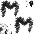 Black Artificial Flowers Eucalyptus Garlands Halloween Garland Black Leaf Garland with Flowers Fake Floral Greenery for Halloween Party Decor Home Backdrop Wall Fall Decor