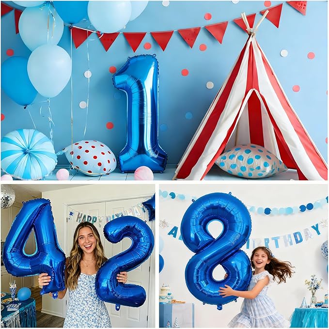 Smlpuame 40 Inch Navy Blue 5 Balloon for 5th Birthday Party, Blue Five Number Balloon 15 25 35 45 55 65 Birthday Decorations for Boys Girls Men Women, Helium Giant Foil Number 5 Balloon