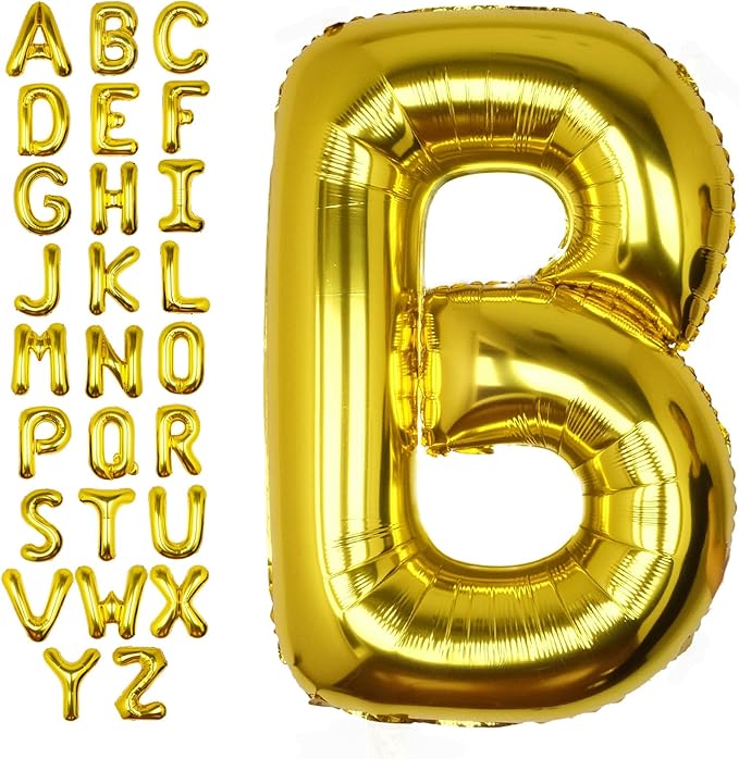 40Inch Gold Letter B Balloon Foil Helium Letter Balloons A-Z Giant Large Mylar Big Party Balloon for Birthday Party Decorations