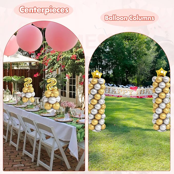 Balloon Column Stand Kit Set of 2, 56 Inch Height Adjustable Splicing Metal Balloon Stand Tower Pillar with Base,Reusable Balloon Arch Stand Holder Kits for Floor,Birthday,Wedding,Party Decoration
