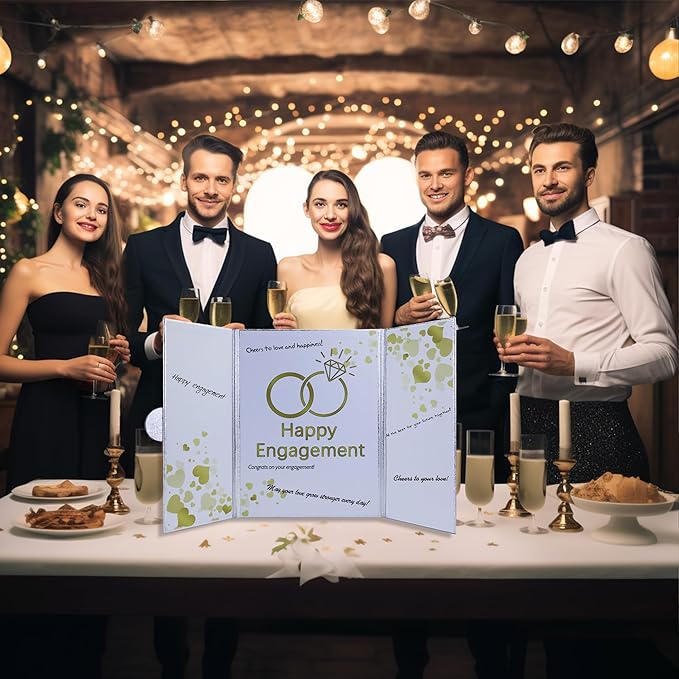 Engagement Party Decorations, Happy Engagement Guest Book Alternative, Large Engagement Card Engagement Gifts for Couple, Engagement Signature Book Engagement Decorations Party Supplies (White)