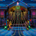 Christmas Waterfall Outdoor String Lights, Christmas Tree Lights with Topper 335 LED 11.48ft 9 Strands, 8 Lighting Modes Holiday New Year Decoration Lights for Wedding Yard Party Home Indoor Decor