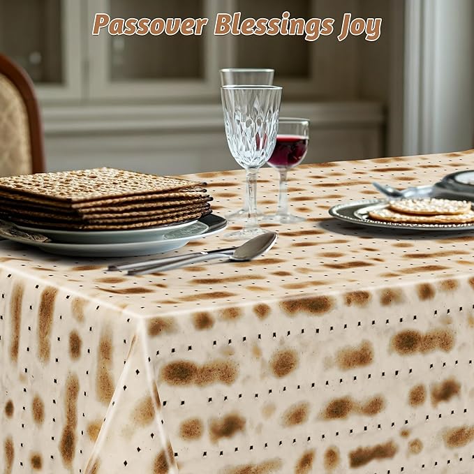 3 Pack Passover Decorations, 108" X 54" Passover Matzah Tablecloth, Disposable Plastic Seder Party Supplies, Rectangle Pesach Matzo Table Covers for Festival Holiday Party Home Dining Table Decor