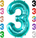 KatchOn, Teal Number 3 Balloon - Large, 40 Inch | Teal Blue 3 Balloon Number, Mermaid 3rd Birthday Decorations | Mermaid Birthday Decorations, Under The Sea Party Decorations