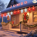 2 Pack 11Feet 5 LED Super Jumbo Christmas String Lights, Outdoor Xmas Decorations - Jumbo C9 Hanging Lights Waterproof Lawn Dec for Holiday Home Tree Roof Yard, Red & White