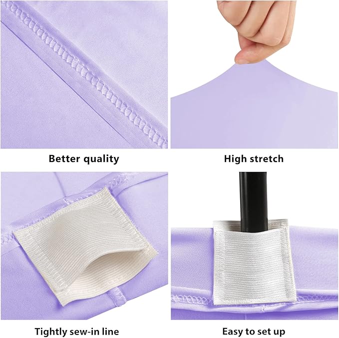 Table Covers for 6 Foot Tables, 2 Pack Light Purple Washable and Wrinkle Resistant Stretch Tablecloths Rectangle 6ft for Events, Wedding, Banquets, Parties