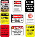 Happy Retirement Party Decorations - 9PCS Signs, Retirement Gifts for Women & Men, Table Centerpieces Yellow Caution Logos on Door Windows Yard Garden Warning Retired Person On Premises Sign