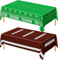 QZYL Football Party Decorations 2026, Disposable Football Tablecloth, 2 PCS Brown Green Decoration Runner, Game Day Theme Table Cloth, Plastic Table Cover for Game Day Touchdown Party Supplies
