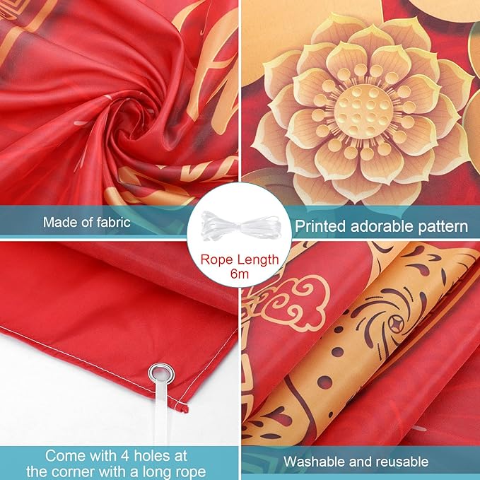 Sumind 72.8 x 43.3 Large Chinese Lunar New Year Decoration 2026 Backdrop, Year of The Horse Background Banner for Holiday Chinese Spring Festival Party