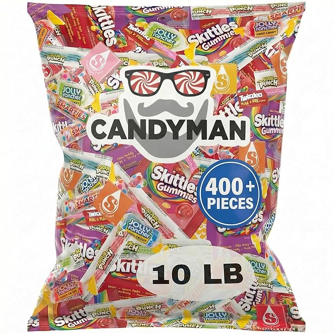 CANDYMAN Assorted Candy Variety Pack, 10 lbs Bulk Individually Wrapped Candy for Party Favors, Pinata Stuffers, Goodie Bags, Halloween & Easter