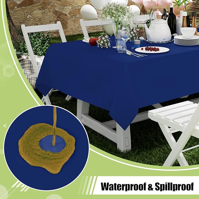 Smiry Disposable Table Cloth - 15 Pack, 54 x 108 Inch Waterproof Rectangle Tablecloths for Parties, Decorative Plastic Table Cover, Leakproof & Sturdy, Navy