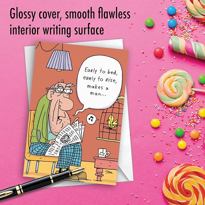 NobleWorks 50th Milestone Birthday Greeting Card with 5 x 7 Inch Envelope (1 Card) Early to Bed 50 Birthday 5089