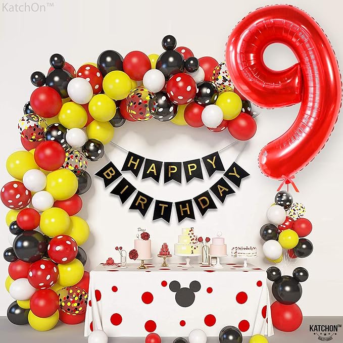 KatchOn, Giant Red Number 9 Balloon - 40 Inch | Red 9 Balloon | 9 Birthday Balloon for 9 Birthday Decorations | 9 Balloon for Birthday Party Decorations