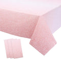 Kesfey 3 Packs Ombre Rose Gold Tablecloth 54 x 108 Inch Gradient Pastel Rose Gold Sequin Table Cloths Rectangle Disposable Plastic Rose Gold Sprinkle Glitter Table Cover for Birthday Party Decorations