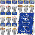 12 Set 2026 Graduation Candy Buffet Party Decoration Graduation Table Candy Bar Snack Labels Signs and 5'' Buckets with Handle for Class of 2026 Party Parties Supplies(Pure Style,Blue)
