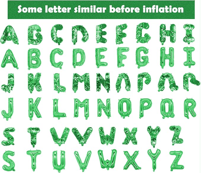16 Inch Green Letter Balloons Mylar Foil Alphabet Letter A-Z Balloons Set for Wedding Birthday Party Decoration Banner 26pcs (Green)