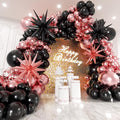 Rose Gold and Black Balloons Garland Arch Kit with Stars 200Pcs - 5 10 12 18 22 inch Balloon and Confetti Latex Balloons for Graduation Birthday Anniversary Wedding New Year Party Decorations