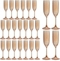 24 Pack Plastic Champagne Flutes Rose gold Champagne Glasses Unbreakable Wedding Toasting Glasses Diamond Wine Glasses Crystal Clear Party Wine Cups Vintage Drinking Glasses 5.5 OZ for Bridal Shower