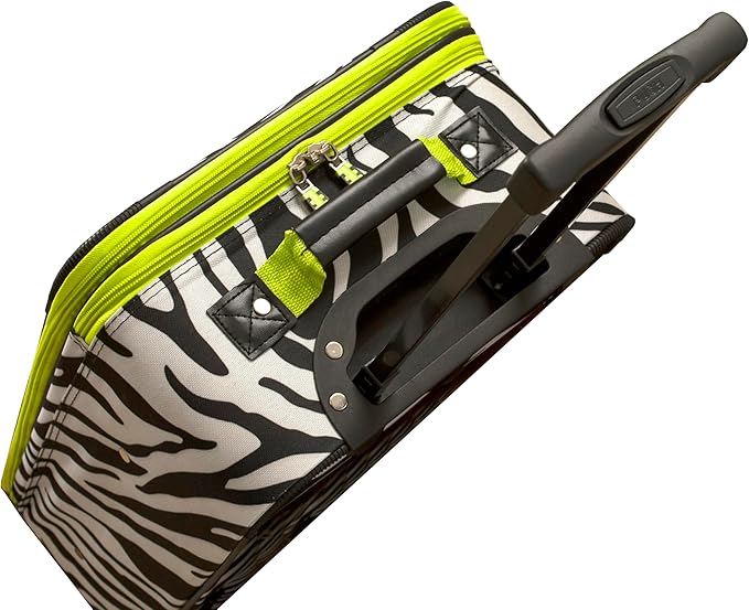 Rockland Fashion Softside 2 Piece Luggage Set, Expandable, (14" Tote/19" Upright), Lime Zebra