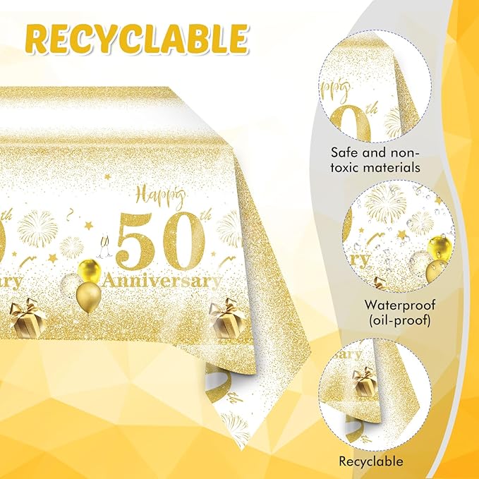 Gold Party Decorations 50th Party Tableware Set 1976 50th Theme Birthday Party Table Decoration Supplies Cheers to 50 Years Paper Plate Napkin Tablecloth for Men Women Fifty Years Old Anniversary