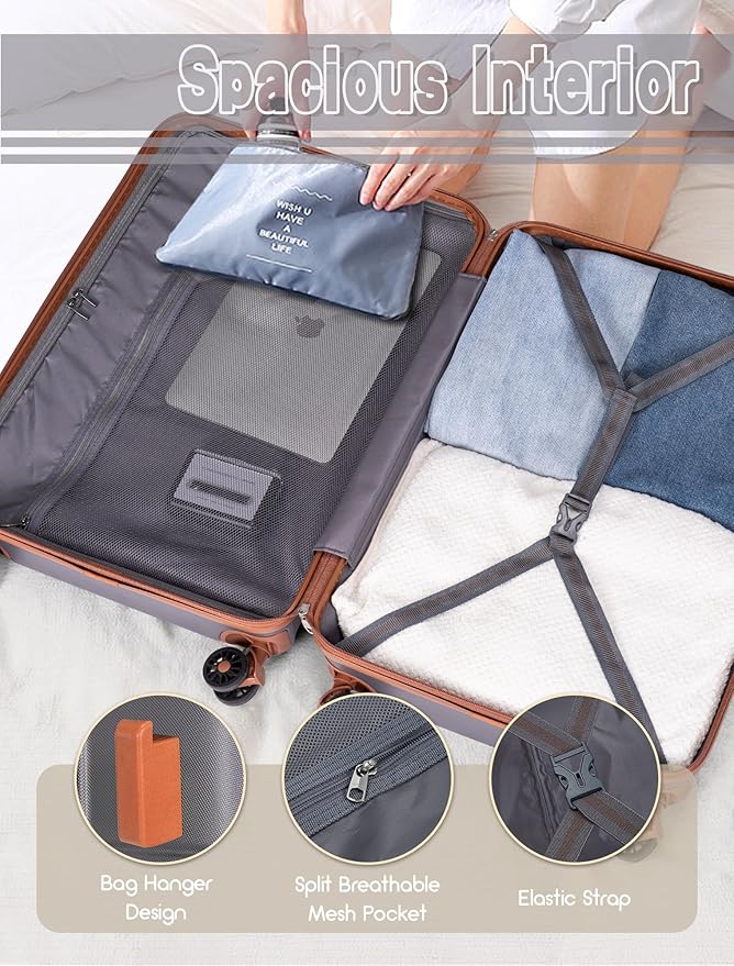 CONCEPTEN Luggage Sets 5 Piece, Suitcases with Wheels, Hardshell Suitcase Set, ABS Carry on Luggage Set with TSA Lock, Travel Luggage