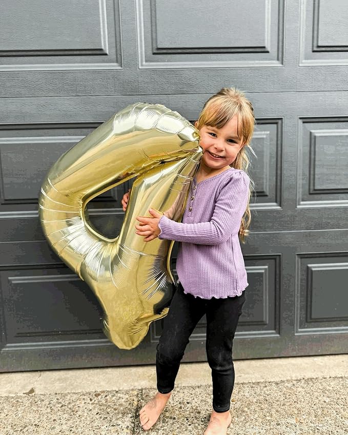Light Gold Number 2 Balloon 40 Inch, 2nd Birthday Decoration for Toddlers Girls Boys, Sparkling 2 Number Balloon Party Decor