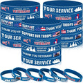 JUNEBRUSHS 42pcs Veterans Silicone Wristband Bulk, American Flag Inspirational Rubber Bracelets for Veteran Memorial Day Inspirational Favor Charity Campaign Supplies