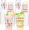 50pcs 16oz Valentine's Day Disposable Cups, Wedding Disposable Clear Plastic Cups for Wedding Anniversary Party Decorations, Suitable for Iced Coffee, Hot Cocoa, Chocolate, Valentine's Day Love Theme