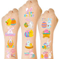 150 PCS Easter Tattoos, 6 Sheets Spring Basket Stuffers Fake Tattoos with Bunny Egg, Cute Individually Stickers for Easter Basket Filler Party Favors Accessories