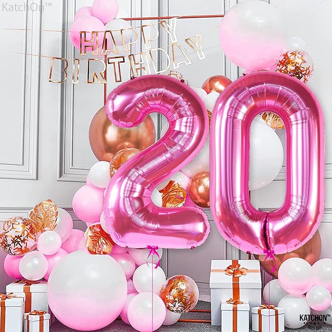 Giant Hot Pink 0 Balloon Numbers - 40 Inch | Pair 0 Digit To Other Numbers | Pink Zero for Birthday Party Supplies | Zero Balloon | Birthday Party Decorations
