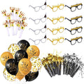 TUPARKA 57 Pcs 2026 New Years Eve Party Supplies Includes Paper Happy New Year Glasses，Party Blowouts Blowers Noisemakers and Black Gold Balloons，New Year Decorations NYE Party Supplies