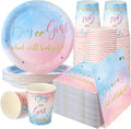 Hushee 200 Pcs Gender Reveal Baby Shower Paper Plates Napkins Cups Baby Shower Party Supplies Tableware Set Disposable Cup Napkin for 50 Guest Party Decoration