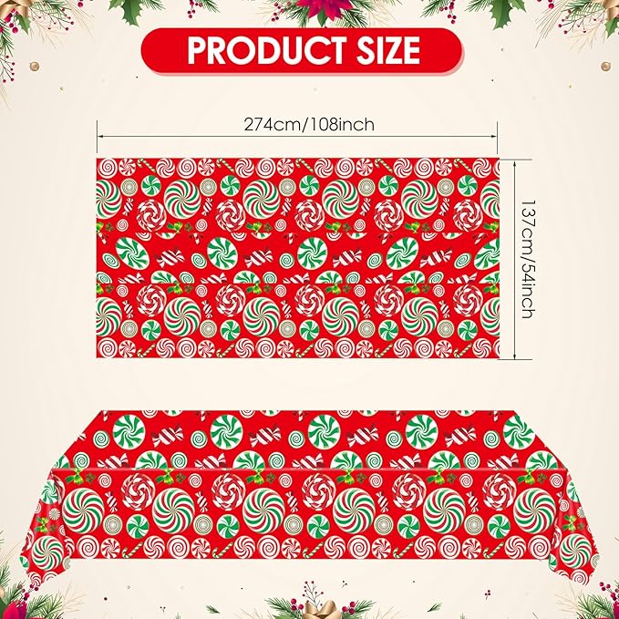3 Pcs Candyland Party Decorations,Candyland Table Cloth,Sweet Birthday Candy Theme Disposable Tablecloth,for Baby Shower Girls Birthday Christmas Party Decorations Indoor or Outdoor