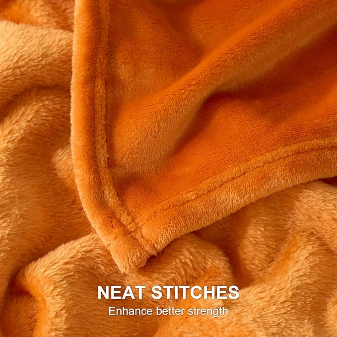 Hansleep Fleece Orange Throw Blanket, Super Soft Flannel Fuzzy Plush Cozy Blanket for All Seasons, Orange, Throw 50x60 Inches
