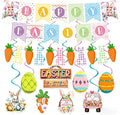 Happy Easter Banner Easter Decorations Bunny Easter Banner Garland Egg Bunny Hanging Swirls Easter Egg Bunny Party Decorations Easter Party Supplies Outdoor Indoor Home Office Spring Party Decoration