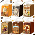 Outus 24 Pcs Cowboy Party Favor Bags Western Cowboy Goodie Candy Bags Paper Rodeo Bag Wild West Gift Treat Pouch‌ with Handles for Cowgirl Birthday Party Supplies