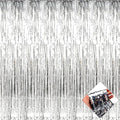4 Pack 3.3Ft x 6.6Ft Silver Foil Fringe Curtain Backdrop, Metallic Tinsel Foil Fringe Streamers Curtains Background for Photo Booth, Birthday, Wedding, Halloween, Christmas Party Decoration