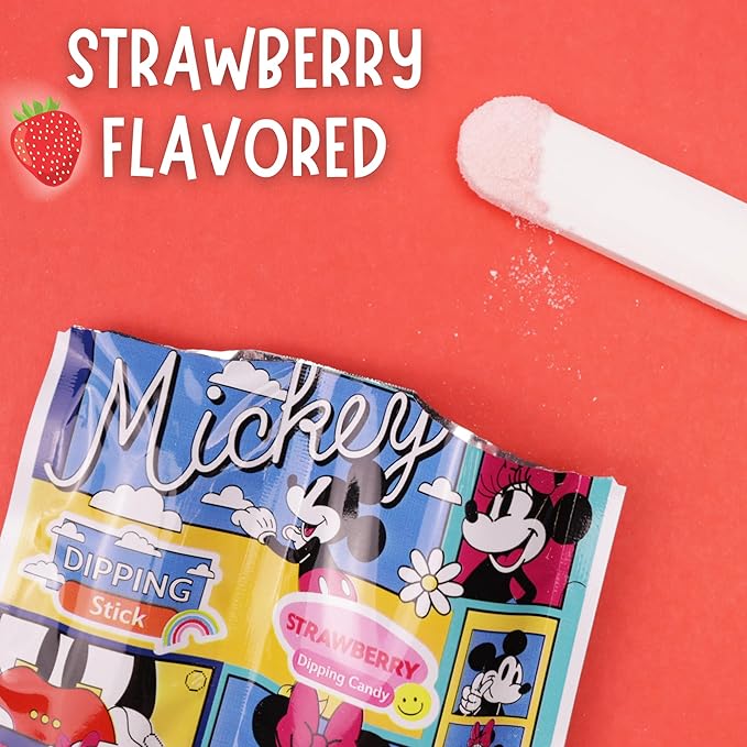 Disney Mickey and Minnie Dipping Sticks and Powder Candy, Birthday Party Treats, 20 Pouches