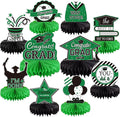 10PCS Graduation Decorations Class of 2025 Centerpieces, Congrats Grad Honeycomb Table Toppers for Graduation Party Favors, 2026 Graduation Party Decorations (10PCS, Green & Black)