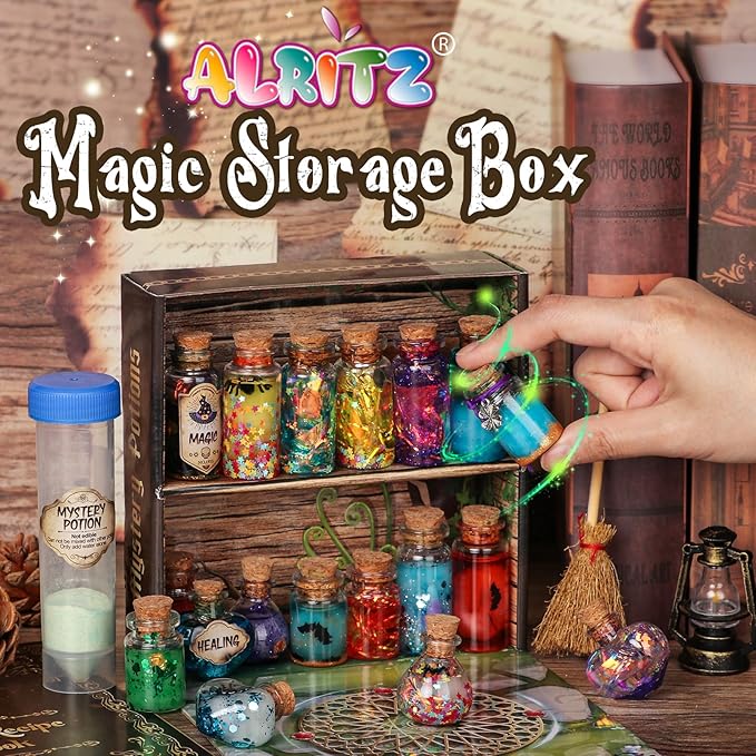 Alritz Mystery Potion Kits for Kids, 20 Magic Mix Witch Potion Bottles, Happy Decorations Ornaments Pumpkin Table Craft Toys Gift for Boys Girls Age 6 7 8 9 10 11+ Indoor Outdoor Party Decor