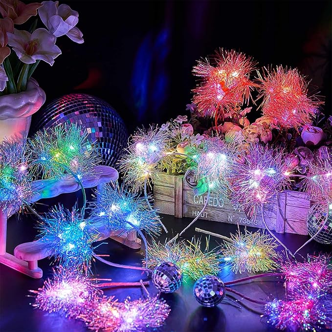 Juexica 16 Pcs Light up Cat Ears Headband with Color Change LED Cat Headband Rave Hair Accessories for New Year Party(Vivid Color)