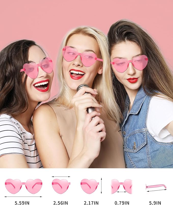 30 Pairs Heart Sunglasses for Women Bulk Transparent Pink Heart Shaped Sunglasses Bachelorette Party Glasses Fun Glasses for Party Favor to Add A Splash of Fun And Style