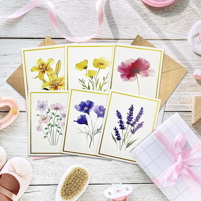 Birthday Cards Pack of 12,Birthday Cards Bulk for Women Men Kids Assorted Birthday Greeting Cards for Kids Assortment, 12 Card with Envelopes (Colorful Flowers)