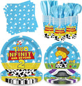 168Pcs Cartoon Story 2nd Birthday Paper Plates Napkins Disposable Tableware Set Two Years Old Birthday Party Supplies for Boys Birthday Party Serve 24 Guests